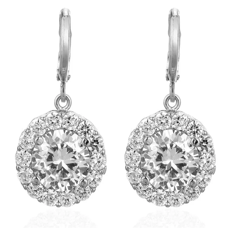 New Brand Fashion Round Shaped Inlay Clear Cubic Zirconia Women Delicate Drop Earring LDDZE0042 | Украшения и аксессуары