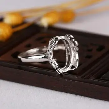 

Sterling Silver 925 Engagement Party Semi Mount Wedding Ring Setting for Oval Cabochon 10x13mm 8x11mm Gemstone White Gold Color