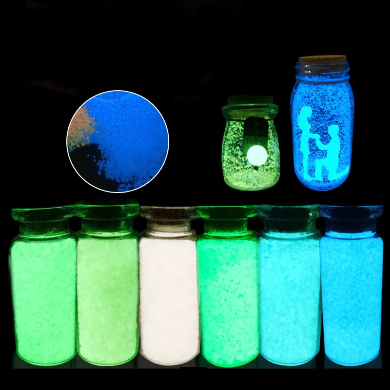 

Colorful Fluorescent Luminous Particles Pigment Bright Glow Sand Glow in the Dark Sand For Home Wedding Birthday Party Decor