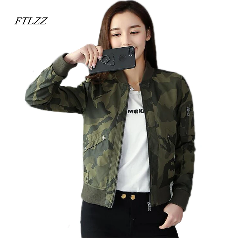 Ftlzz Nova Camuflagem Faux Mulheres Jaqueta de Couro Da Moda Outono Projeto Short Vintage Fino Manga Longa Jaqueta De Couro Pu