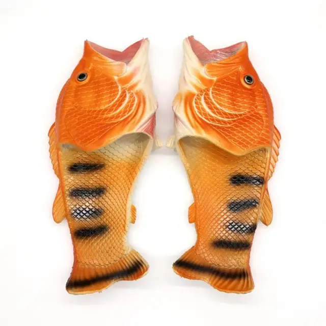 Unisex 34 45 Summer Indoor Fish Slippers Women Non Slip Home Slippers