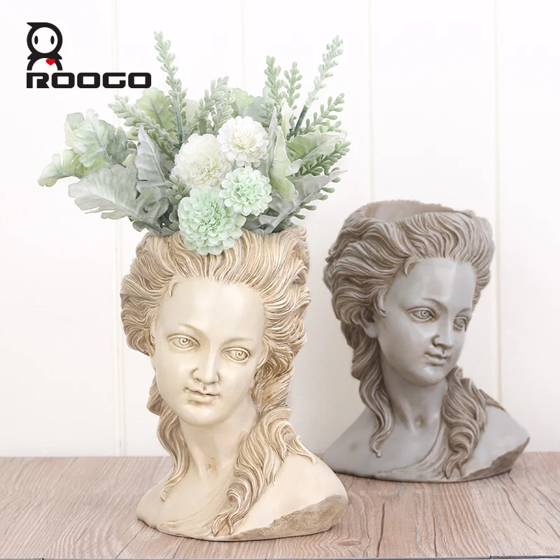 ROOGO суккулентный цветочный горшок голова элегантной греческой богини бонсай садовый горшок ручной работы украшение для домашнего рабочего стола