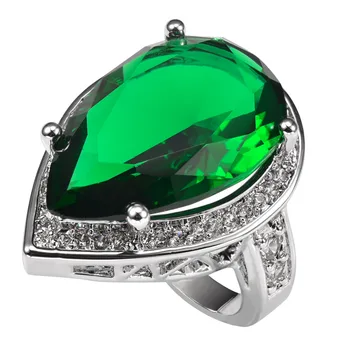 

Green Crystal Zircon With Multi White Crystal Zircon 925 Sterling Silver Ring Factory price For Women Size 6 7 8 9 10 11 F1502