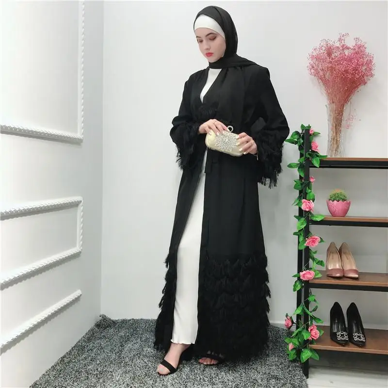 Кимоно abaya с кисточками, халат Дубай, Турция, мусульманское платье хиджаб восточный женский халат для женщин Jilbab Caftan, мусульманская одежда