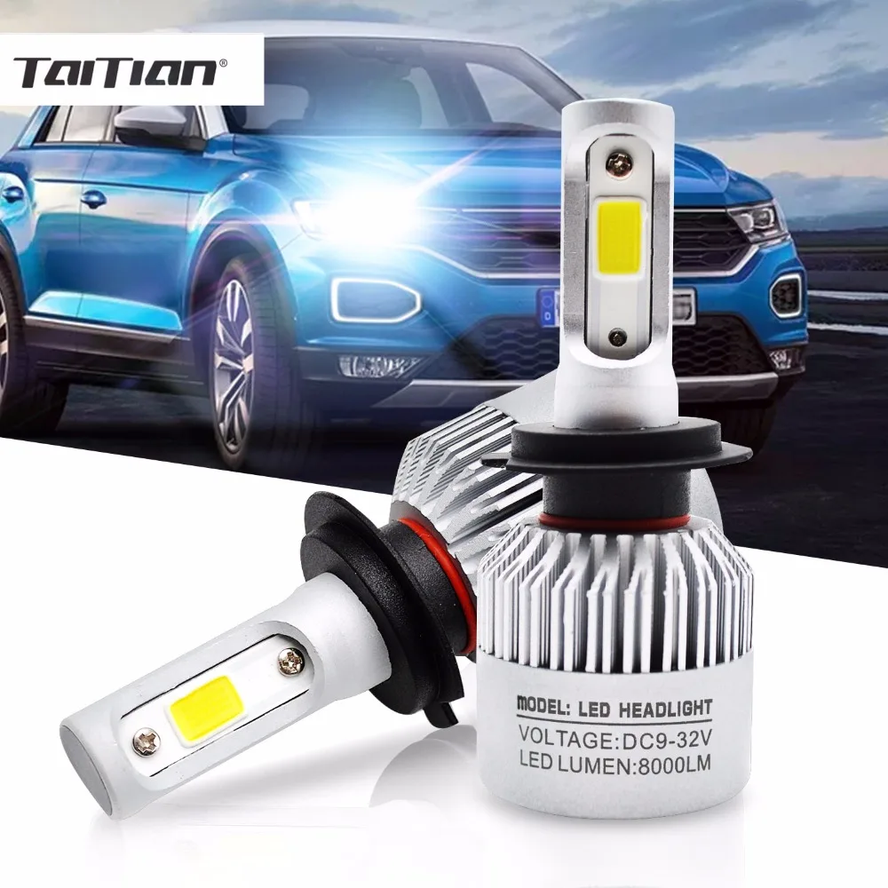 

Taitian 2Pcs 72W 8000LM COB 6500K 12V H7 Led H4 Auto H1 Super Led headlight H11 H3 Fog Light H13 H27 880 9004 9005 HB3 9006 9007