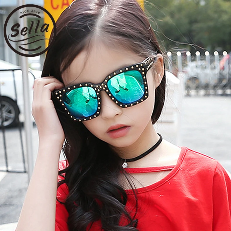 Sella moda cuadrado estilo europeo decoración de uñas gafas de sol chico lindo bebé verano espejo de de diseñador|mirror lens|kids designer sunglasseskids fashion - AliExpress