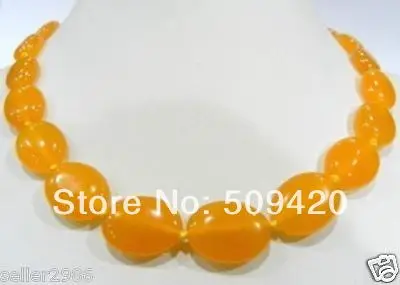 

Free Shipping Wholesale>>>Charming! 13X18MM Egyptian Yellow Jade Necklace 18