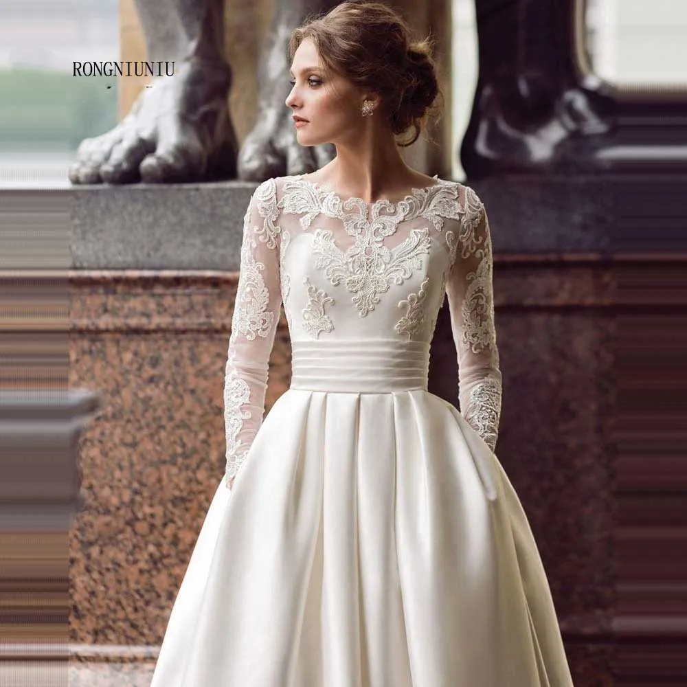 2019 luxury white/ivory Lace wedding dress Scoop Neck custom size 2-26W 