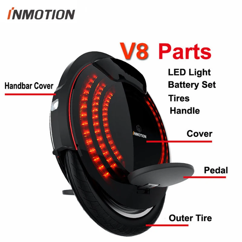 

Original INMOTION V8 Unicycle Scooter Accessories Body Shell Protect Cover Adjustable Handle Pedal Sticker Inner Tires LED Parts