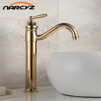 

New Promotion Wash Basin Sink Faucet Gold Finish Solid Brass Hot Cold Water Taps XT829