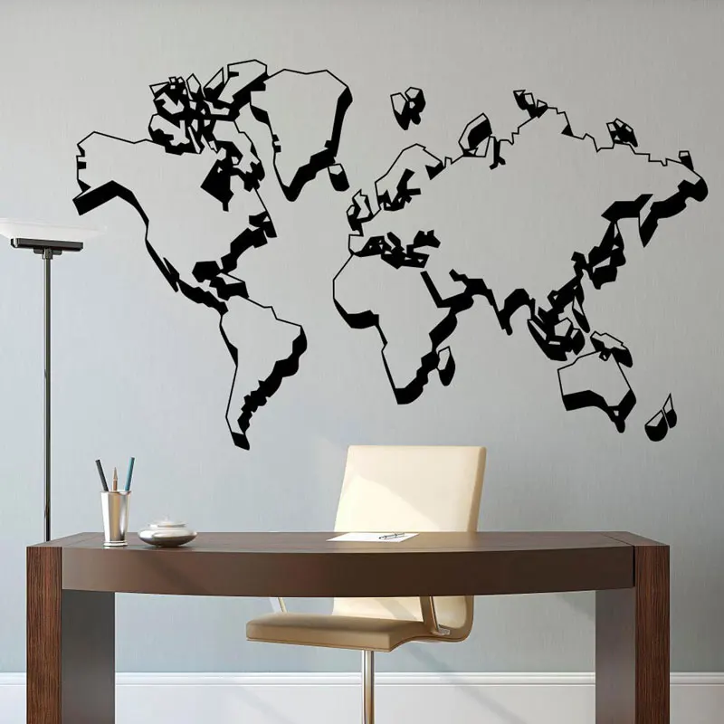 

World Map Wall Decal Vinyl Wall Sticker World Map Wall Artist Residence Decorating Bedroom Dormitory Office Living Room DT25