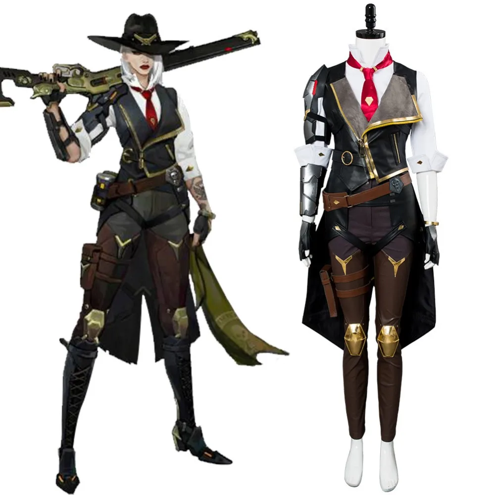 Костюм для косплея Элизабет Каледония OW Ashe костюм Униформа полный с париком