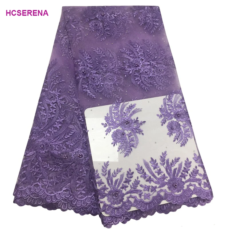 

2019 New Embroidery Design African Net Lace Fabric Mesh Tulle Lace with bead& stone,Nigerian French Guipure Cord Lace FC1715-01X