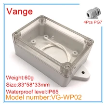 2 шт./лот пластиковая коробка с водонепроницаемым разъемом IP65 ABS пластиковые окна проекта 83*58*33 мм настенный для электронных устройств
