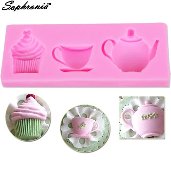 

Sophronia M690 Teapot Cup Ice Cream Shape Styling Cake Decorating Baking Tools Chocolate Candy Jello Silicone Cake Mold Mould