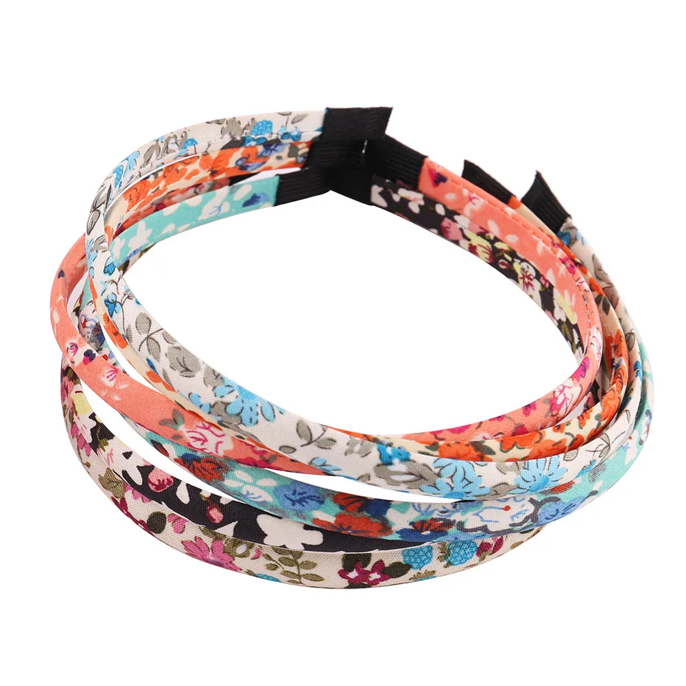 

New DIY Satin Girls Hair Bands Floral Print Hairbands For Kids Style Women Daily Party Hair Accessories Headwear
