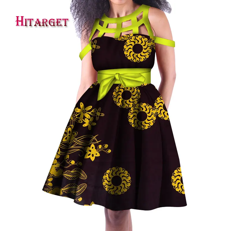 

Bazin Wax Print Dresses for Women 2019 Dashiki Sexy sleeveless Dress Plus Size 6XL African Women Party Clothing Casual WY3308