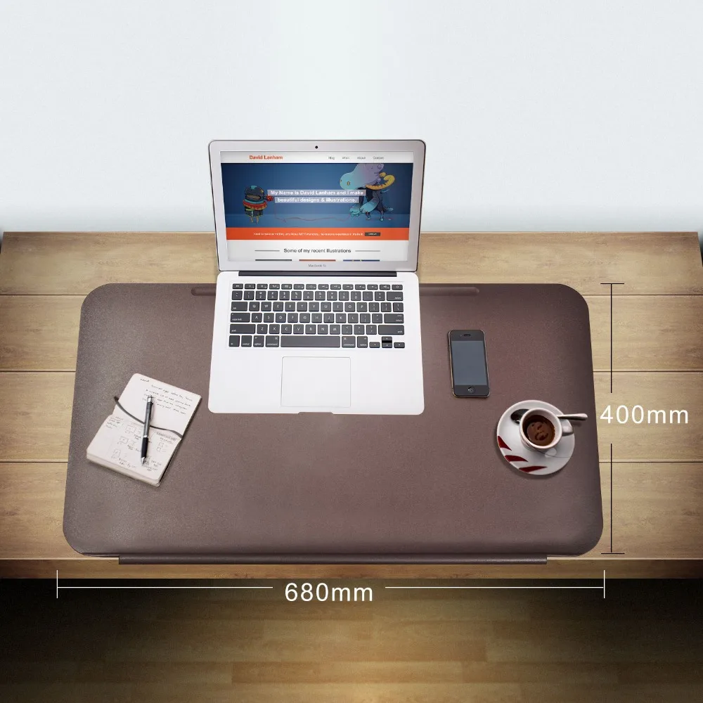 

68x40cm Desk Pads TPU Desk Mate Blotters with Fixation Lip Comfortable Writing Pad Keyboard Mat Mouse Pad for Office&Home, Brown