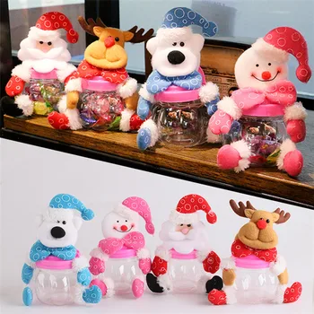 

4pcs/lot Christmas Candy Jar Christmas Sugar Bowl Santa Claus Snowman Elk Gift Christmas Item Indoor Christmas Decoration FD55