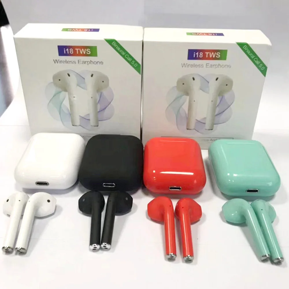 

2019 Original i18 TWS Bluetooth 5.0 Wireless 3D Sound earphone for Android earpods iphone pk i10 i12 i13 i14 tws