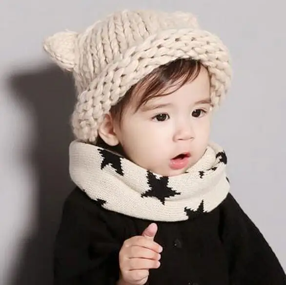 baby hat winter Children's cap striped wool knit cap boy and girl baby