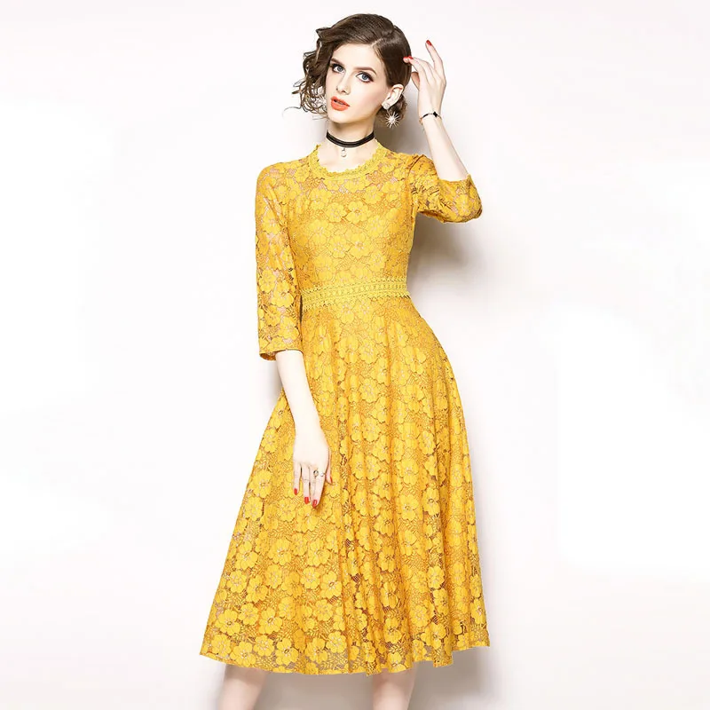 LARCI 2018 женское кружевное платье элегантные модные открытые Vestido деловые