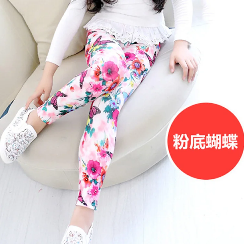 Hot New Spring Autumn Children Leggings Print Flower girls pants girls leggings