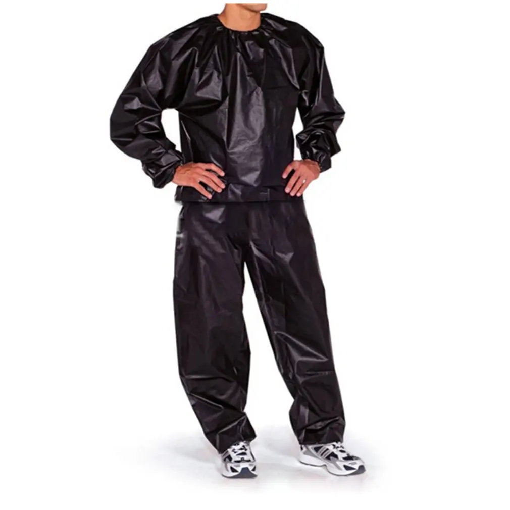 Водонепроницаемый Ветрозащитный ПВХ сауна костюм анти-рип тренировки Фитнес потеря веса Спортивная сауна одежда сплошной цвет спортивный костюм