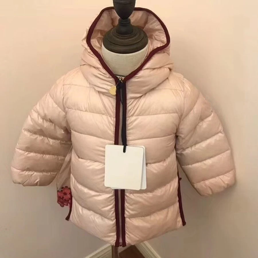 

Girls down jacket hooded pink down coat hoodie for girls winter warm outwear clothes in end of Nov