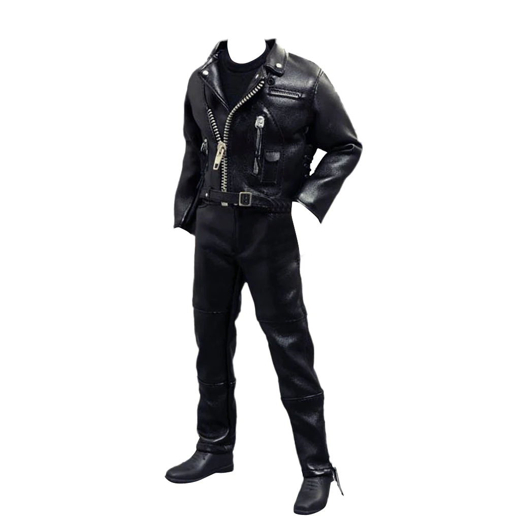 New 1/6 Male Riders Clothes Black PU Leather Jacket Locomotive Suit Action Figure Toys Clothes for Hot Toys Dolls Accessories