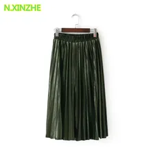 Женская одежда однотонная эластичная талия плиссированная бархатная юбка Женская высокая уличная мода трикотажная юбка-карандаш 3 цвета S2387