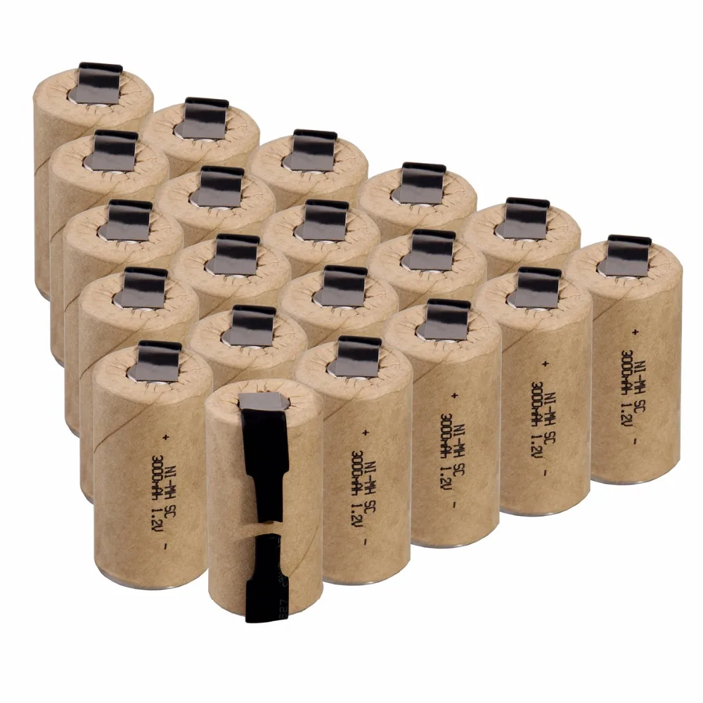  20 pcs SC 3000mah 1.2v battery NIMH rechargeable batteries for electric screwdriver electric drill 