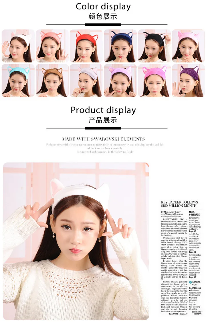 1   Bohemian Head Wrap Cat Ears Hair band Women Hair Accessories Lady Hairband Headwear Knot Baby Headband Girls Headband