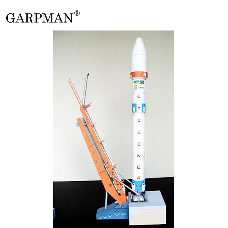 

1:96 Russia Brazil CYCLONE 4 Rocket With Launch Pad 3D Paper Model Puzzle Student Hand Class DIY Space Papermodel Toy