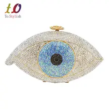 Stilvolle Teufel auge Frauen Handtasche Luxus Diamant Abendtasche Dame Party Geldbörse Cocktail bankett Tasche Goldene Schwarze Tageskupplungen 88160