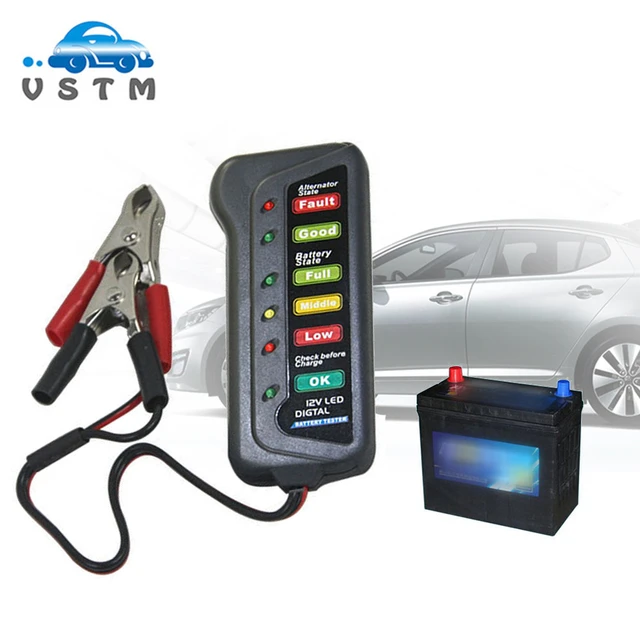 12v Digital Battery Alternator Tester Car Vehicle Diagnostic Tool With 6  Led Lights Display Battery Testers High Quality - Diagnostic Tools -  AliExpress