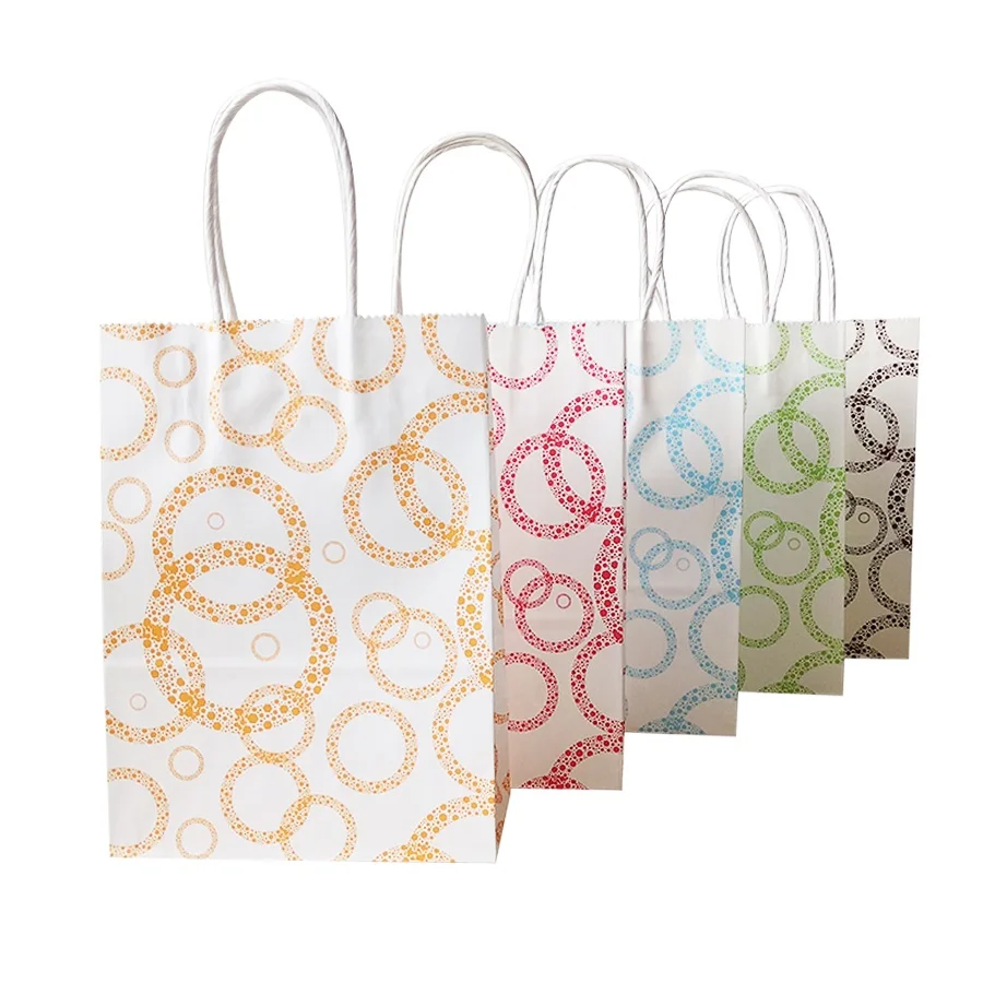 

50 Pcs/lot 16x22cm Kraft Paper Colorful Bags Paper Gift Bag For Baby Shower Party Halloween Decoration Christmas Decorations