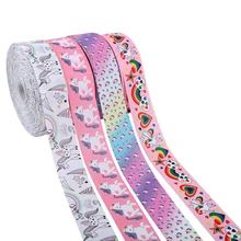 

Cartoon Printed Ribbons 50mm Width Single Face 100% Polyester Animal Unicorn Design 4 Colors DIY Handmade Print Ribbons