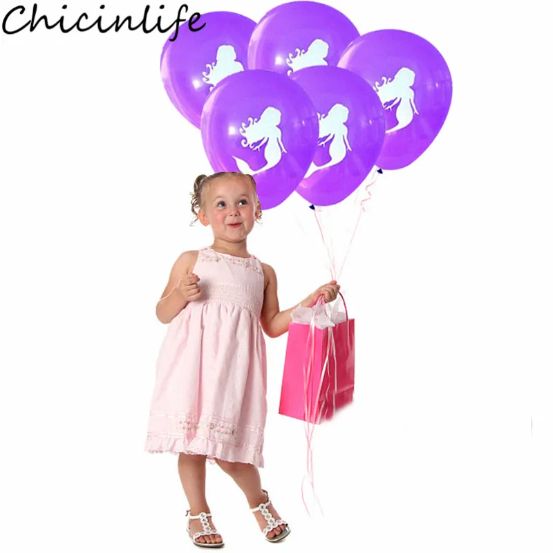 Chicinlife 10 ⑤ уп. синий/фиолетовый/смешанный цвет латексные воздушные шары русалки