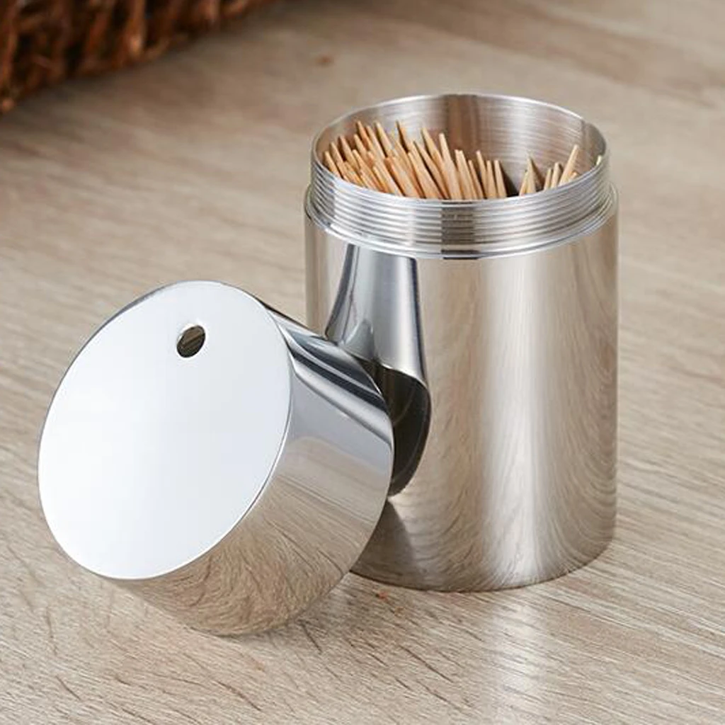 Small Toothpick Holder Dispenser Storage Organizer Stainless Steel Toothpick Holder for Kitchen Restaurant Tabletop -Silver