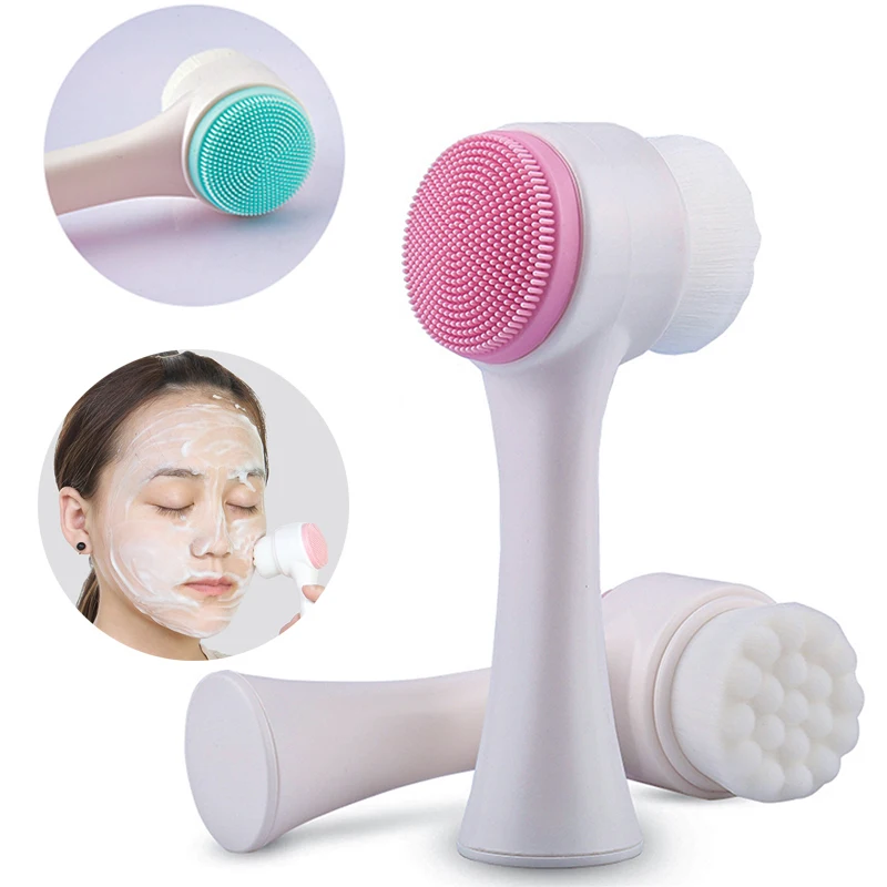 

1pcs 3D Double Sides Multifunctional Silicone Cleanser Facial Cleansing Brush Portable Face Massage Brush Tool