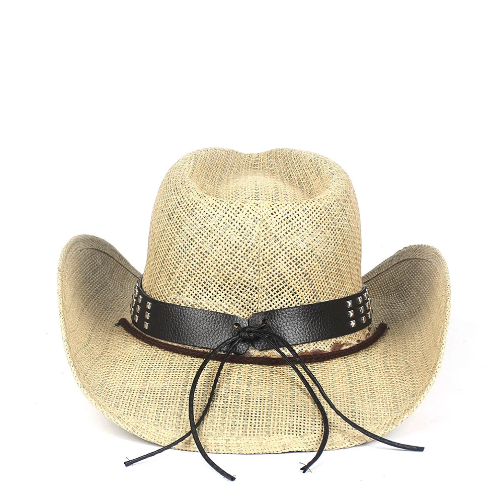 13 Stlye Летняя женская и мужская соломенная открытая западная ковбойская шляпа с панком BrandSombrero Hombre пляжная пастушка джаз шляпа от солнца размер 56-58 см
