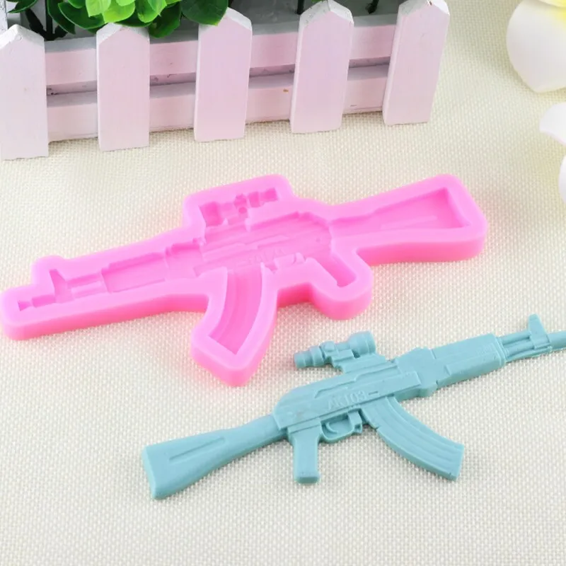 Assault Rifle Shape Chocolate Fondant Mold Cake Decorating Modeling Mould Baking Tools Bakery