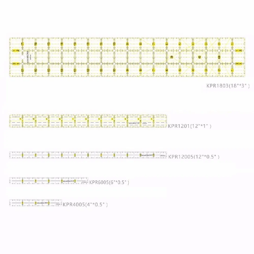 Акриловые Лоскутные и Quiting линейки флуоресцентные желтая Марка линейки британская система английская система дюйм KPR1515 KPR1206 KPR65D