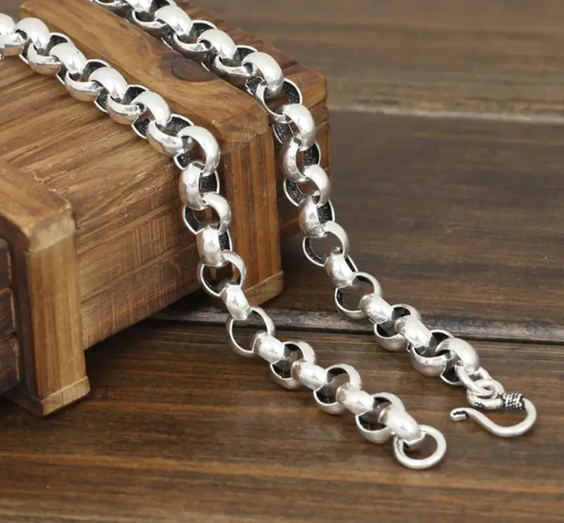 5mm thick cross O link chain silver necklace sterling 925 solid silver