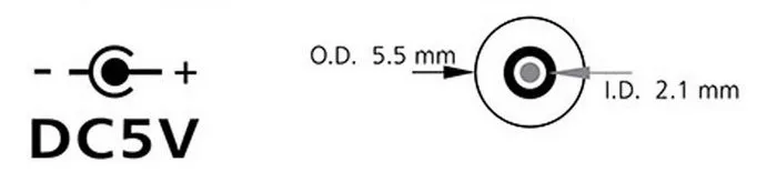 Кабель питания USB для 5,5 мм/2,1 мм 5 вольт DC Barrel Jack