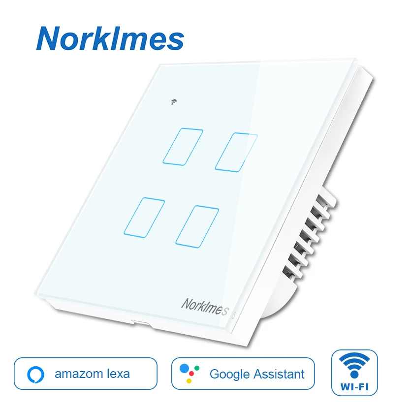 

EU UK Smart Wifi Wall Light Switch 4 Gang Touch/WiFi/APP Remote Smart Home Wall Touch Switch Works with Alexa google