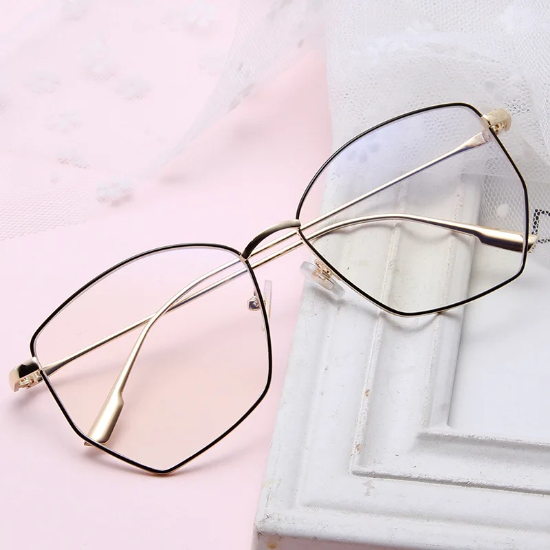 

Vintage Polygonal Big Frame Computer Glasses Classic Transparent Clear Lens Spectacle Frames for Women Men Optical Eyeglasses