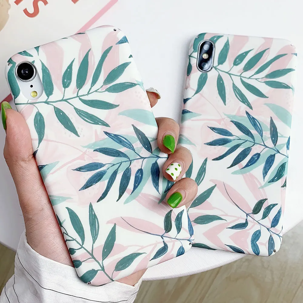 KISSCASE Plants Leaves Print Phone Case For Samsung Galaxy A50 A30 A70 A90 S10 Plus S10E Matte Hard PC Full Back Cover Cases |