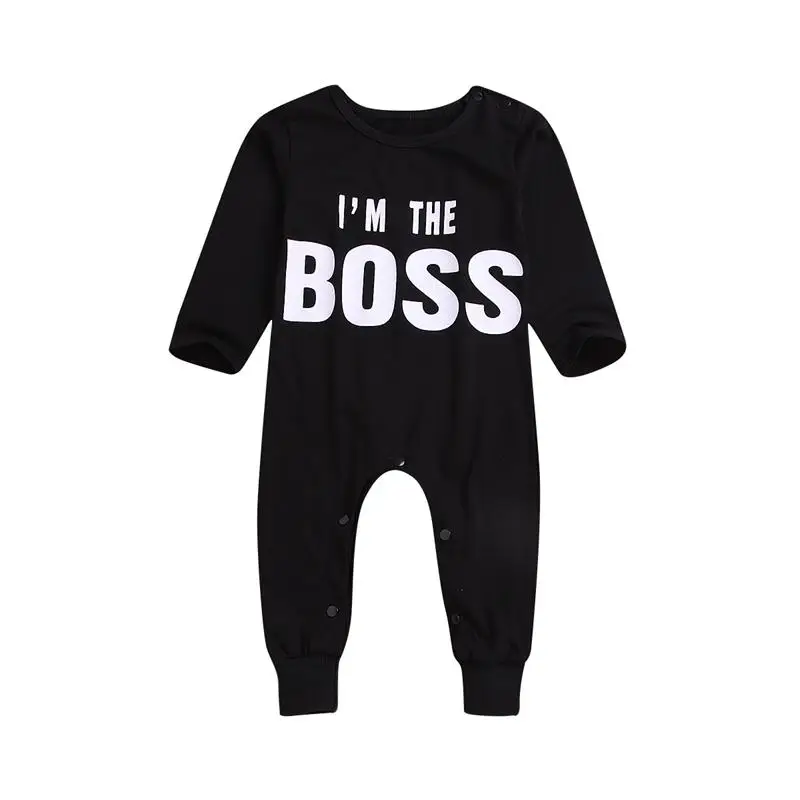

Unisex baby Clothes Spring Autumn Baby Rompers Long Sleeve I'm The Boss Jumpsuit Newborn Snowsuit Baby Boy Rompers costumes